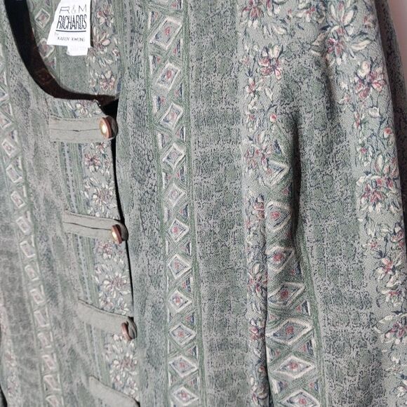 Vintage R&M Richards Karen Kwong Tunic Top Sz 12P Asian Inspired Side Slits Boho - Picture 2 of 7